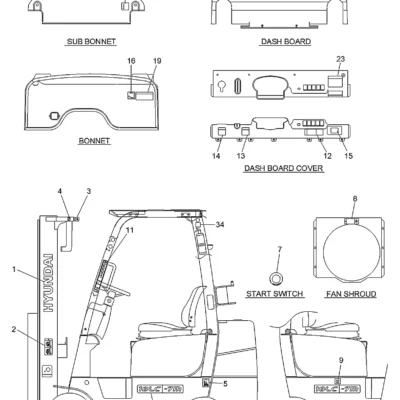 Adesivo nome (15lc-7m) para a máquina Hyundai