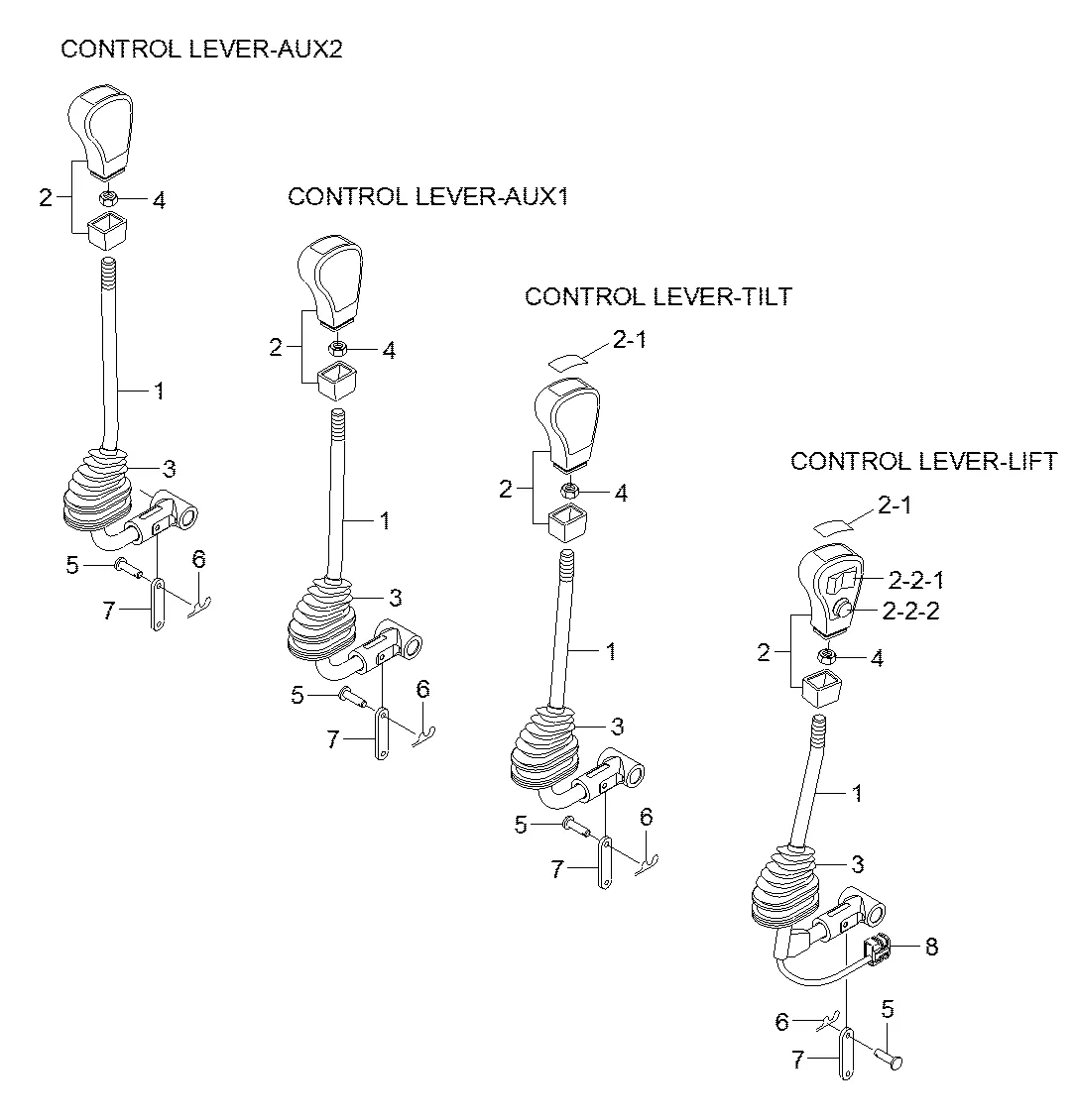 Alavanca de controle-elevação para a máquina Hyundai