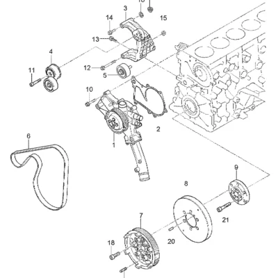 Adaptador-puleira para a máquina Hyundai