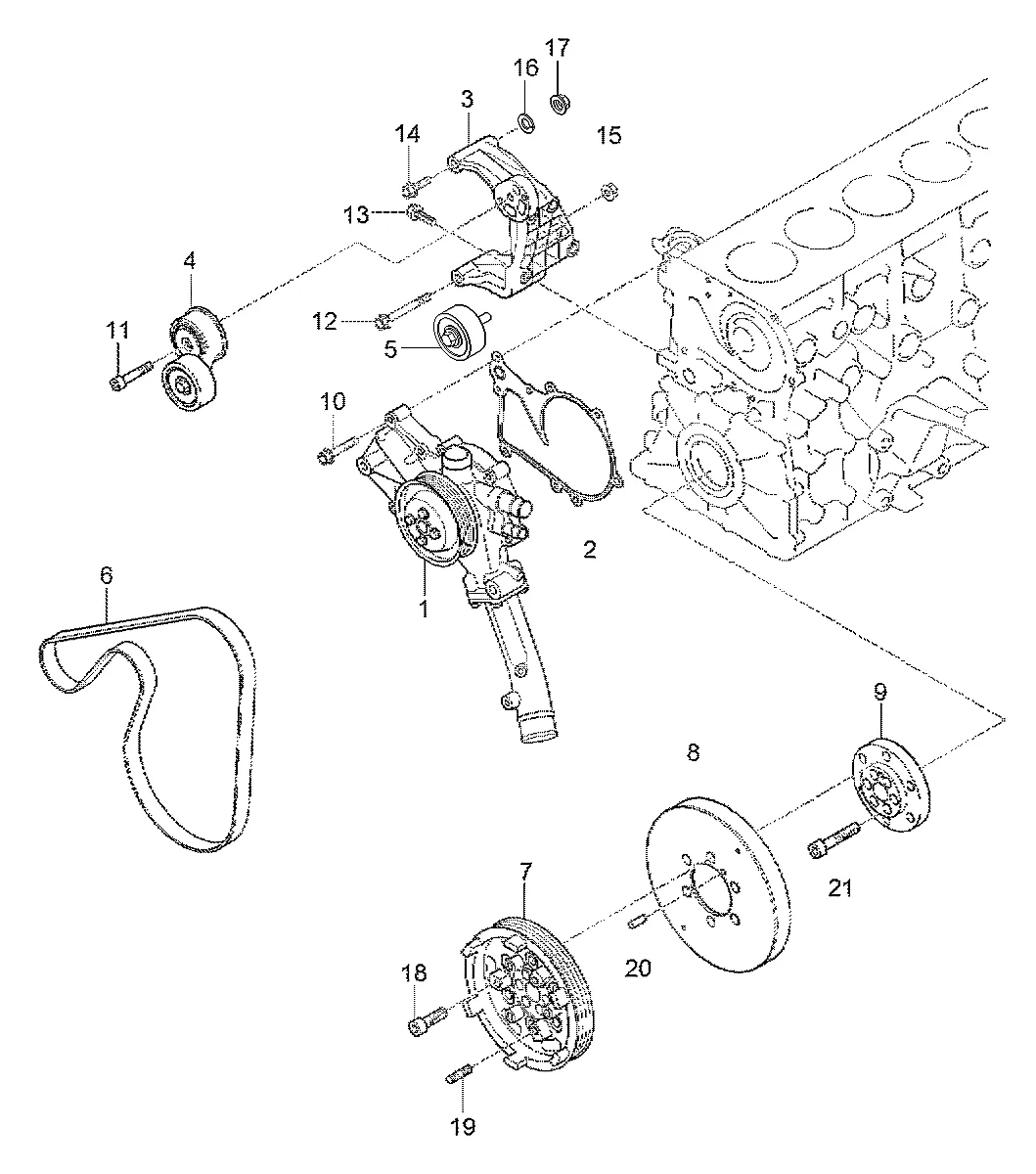 Adaptador-puleira para a máquina Hyundai