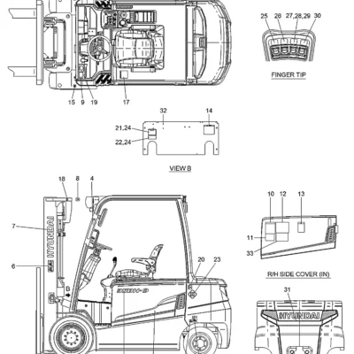 Adesivo-tampa lateral lado direito para a máquina Hyundai