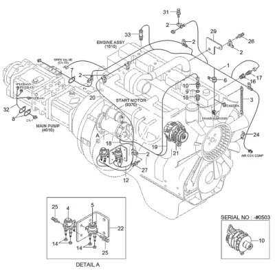 Adaptador-pressão de óleo para a máquina Hyundai