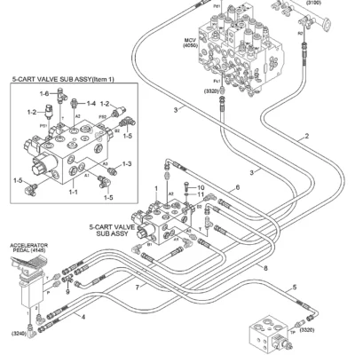 5-cart válvula sub assy para a máquina Hyundai