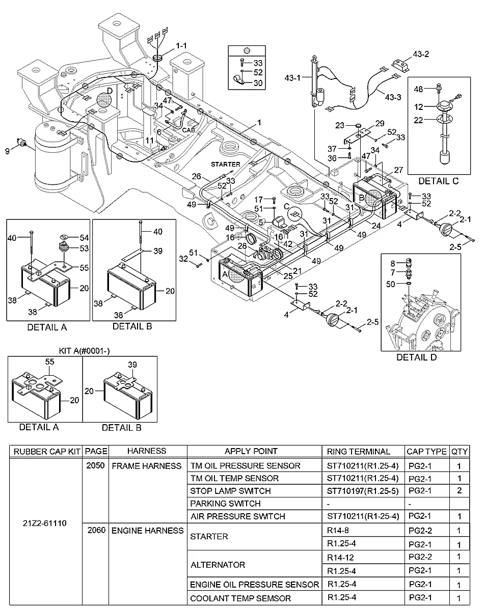 Adaptador-pressão de óleo para a máquina Hyundai