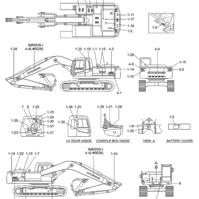 Adesivo-instrução de serviço para a máquina Hyundai