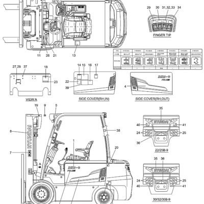 Adesivo-diagrama c/ (sk) para a máquina Hyundai