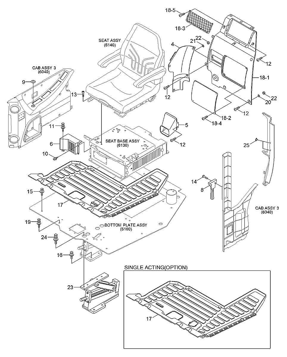 Acabamento traseiro-assembly para a máquina Hyundai