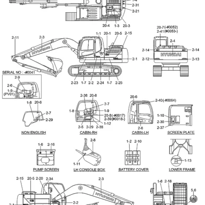 Adesivo-instrução de serviço para a máquina Hyundai
