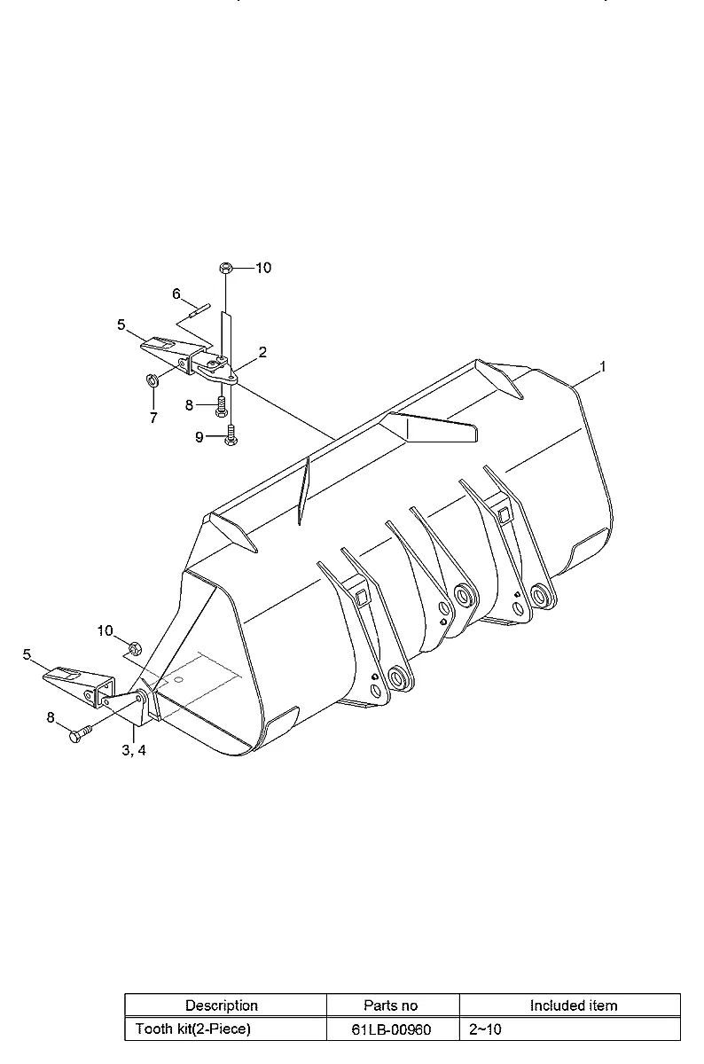 Adaptador de dente-centro para a máquina Hyundai