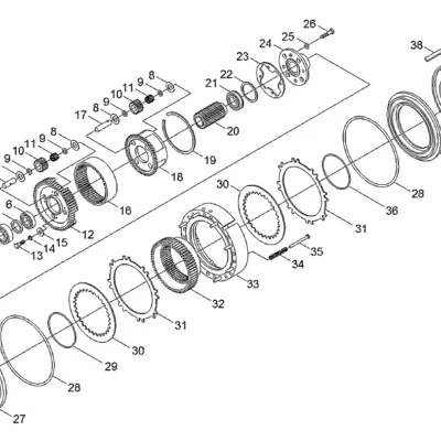 2º conjunto de eixo para a máquina Hyundai